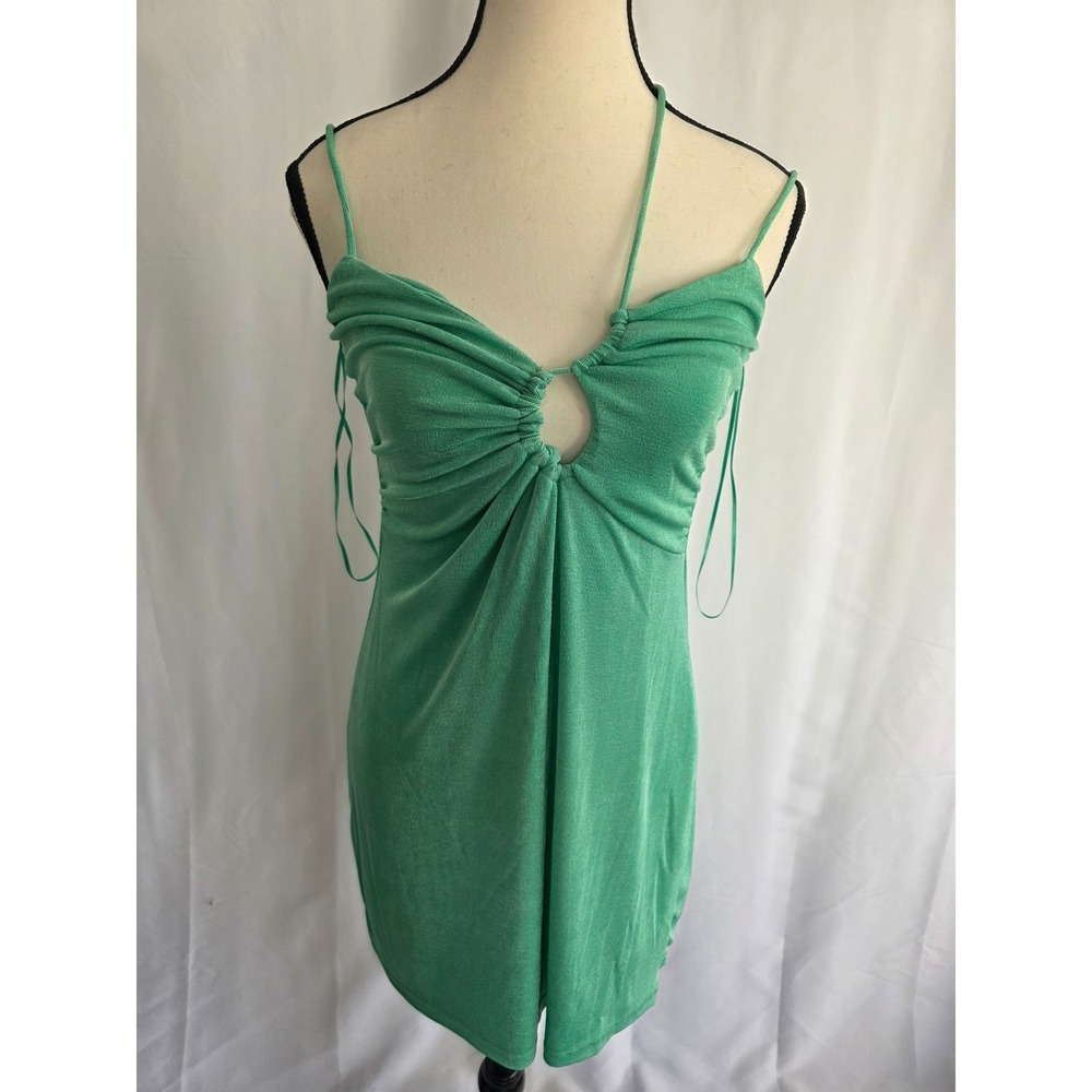 Emory Park Green Mini Dress Ruched Cut Out Sleeveless Party Cocktail